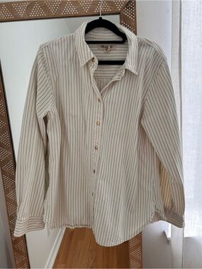 Madewell Cream Pinstripe Button-Up Shirt